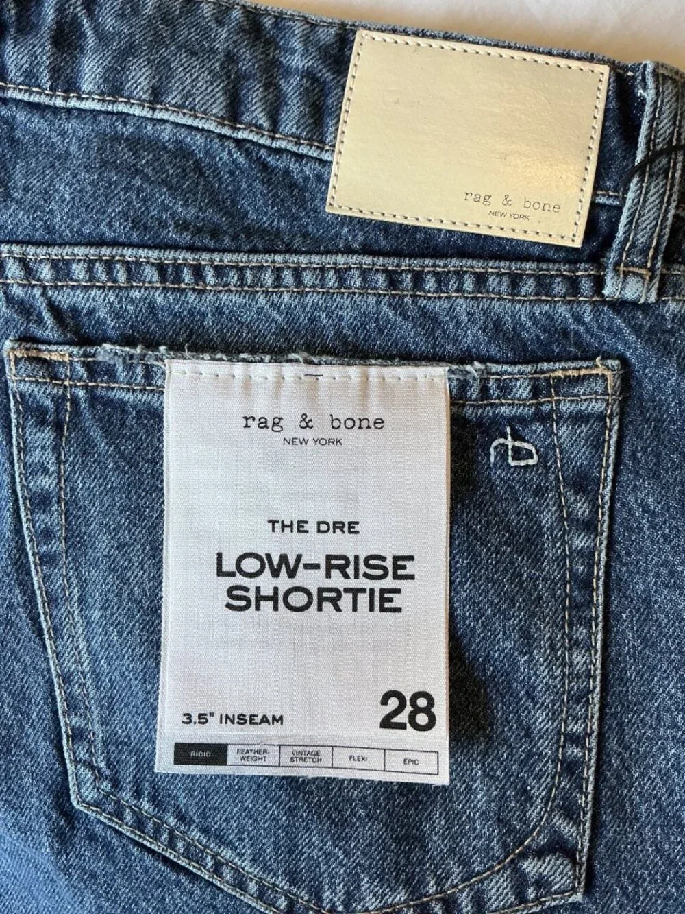 Rag & Bone Dre Raw Hem Boyfriend Low Rise Denim Shorts Cannon 28 New With Tags